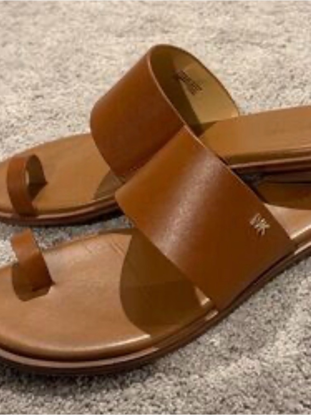 Michael Kors Cognac Leather Slide Sandals